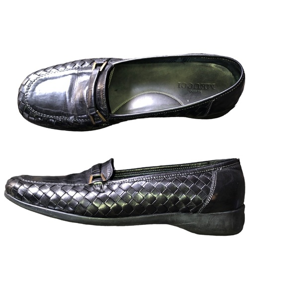 Sesto MEUCCI Black Woven Leather Slip On Shoes Size 11M - Picture 12 of 14